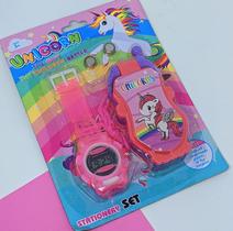 Kit Relógio Digital Led Silicone Disney Super Heróis + Celular Infantil Musical Brinquedo Frozen Patrulha Carro Vingador