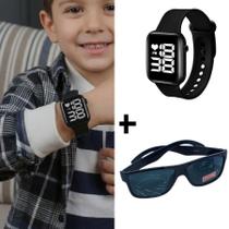 Kit relógio Digital Led Tipo Smart Esportivo Ajustável Menina Menino + Óculos de Sol Armação Flexível Proteção Uv Cor:Ci Kit relógio Digital Led Tipo Smart Esportivo Ajustável Menina Menino + Óculos de Sol Armação Flexível Proteção Uv Cor:Ci