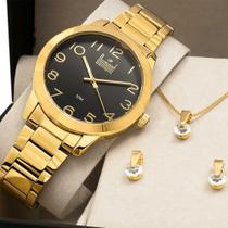 Kit Relógio Dumont Feminino com Colar e Brincos DUPC21JAH/K1P