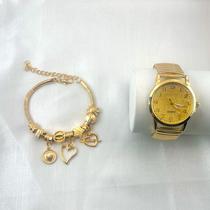 Kit relógio e pulseira conjunto