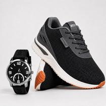 Kit Relogio e Tênis Masculino Casual Cinza Confortável Leve Respirável Solado Macio Caminhada Academia Trabalho Kit Relogio e Tênis Masculino Casual Cinza Confortável Leve Respirável Solado Macio Caminhada Academia Trabalho