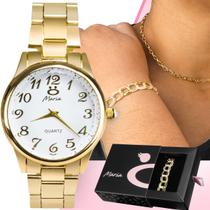 Kit relógio feminino 18k premium moda nota fiscal
