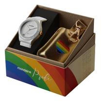 Kit Relógio Feminino Branco Pride com Porta Álcool Gel