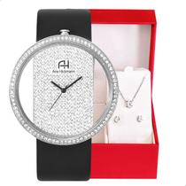 Kit Relógio Feminino Champion Ana Hickmann Analógico Couro Preto AH28473Q Cristais Kit Relógio Feminino Champion Ana Hickmann Analógico Couro Preto AH28473Q Cristais
