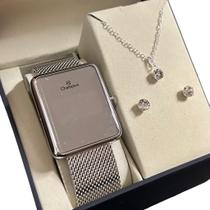 Kit Relógio Feminino Champion Original Prateado CH40080S Colar e Brincos Folheados em Prata 925 Kit Relógio Feminino Champion Original Prateado CH40080S Colar e Brincos Folheados em Prata 925