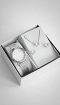 Kit Relógio Feminino + Colar e Brincos Prata Kit Relógio Feminino + Colar e Brincos Prata
