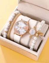 Kit relógio feminino com 4 pulseiras - N/A