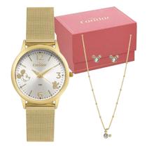 Kit Relógio Feminino Condor Disney Dourado + Brinco E Cordão Co2035Ngq/Ki4K
