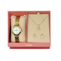 Kit Relógio feminino Condor dourado 25mm