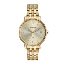 Kit Relógio Feminino Coração Dourado Mondaine+Colar Original