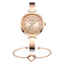 Kit Relógio Feminino Curren Rosé Delicado Bracelete Coração Kit Relógio Feminino Curren Rosé Delicado Bracelete Coração