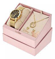 Kit Relógio Feminino Disney Minnie Condorco2035ngi/ki4p Cor Dourado
