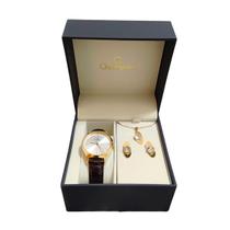 Kit Relógio feminino dourado 34mm Champion original pulseira de couro Kit Relógio feminino dourado 34mm Champion original pulseira de couro