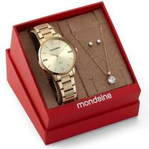 Kit Relógio Feminino Dourado Com Semijoias 32600Lpmkde1K1 - Mondaine