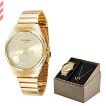 Kit Relogio Feminino Dourado Mondaine 32398Lpmkde1