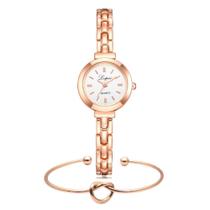 Kit Relógio Feminino Dourado Rosé Luxo E Pulseira Bracelete - PENDULARI