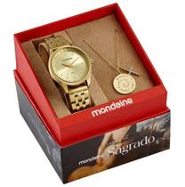 Kit Relógio Feminino Dourado Salmo 23 99748LPMKDE1K1