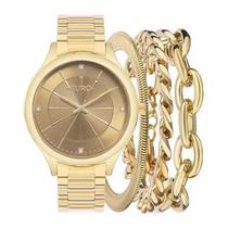 Kit Relógio Feminino Euro Dourado+Pulseiras Ma EU2036YTH/K4M