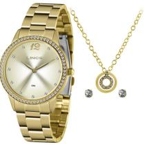 Kit Relógio Feminino Lince Dourado 50M Ref.Lrgj119L-Ky79C2Kx