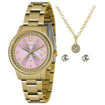 Kit Relógio Feminino Lince Dourado Lrgj140L Kn58 Kit Relógio Feminino Lince Dourado Lrgj140L Kn58