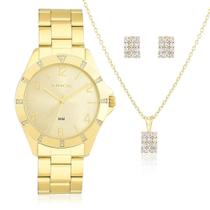Kit Relógio Feminino Lince Lrg4367lk186 - Dourado