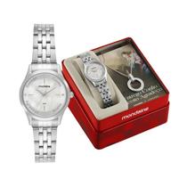 Kit Relógio Feminino Mondaine Coleção Fé Prata 50m 32965L0MKNE2K1
