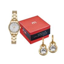 Kit Relógio Feminino Mondaine Cristais Dourada 50m 99803LPMKDE1K1