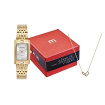 Kit Relógio Feminino Mondaine Cristais Dourado 30m 32862LPMKDE1K1