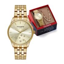 Kit Relógio Feminino Mondaine Dourado À Prova D'Água 50M 32536Lpmkde1K1