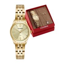 Kit Relógio Feminino Mondaine Dourado À Prova D'Água 50M 32720Lpmkde1K1
