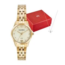 Kit Relógio Feminino Mondaine Dourado À Prova D'Água 50M 32795Lpmkde1K1