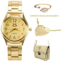 Kit Relógio Feminino Premium 18K + Colar/Pulseira - Orizom Maria