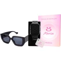 Kit relógio feminino prova dágua leve oculos retro