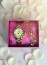 Kit Relógio Feminino + Pulseira Luxo + Caixinha, Relógio A Prova D Água, Presente