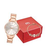 Kit Relógio Feminino Rosé Com Pulseira de Berloques