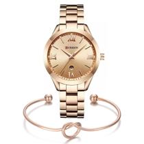 Kit Relógio Feminino Rose Gold Curren Analógico + Bracelete Kit Relógio Feminino Rose Gold Curren Analógico + Bracelete