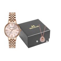 Kit Relógio Feminino Seculus colar e brincos 77266LPSVRS2K1