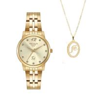 Kit Relógio Feminino Seculus Com Colar Fé 44145LPSKDA1 Kit Relógio Feminino Seculus Com Colar Fé 44145LPSKDA1