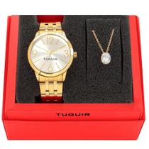 Kit Relógio Feminino Tuguir Dourado TG35014