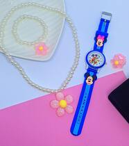Kit Relógio Infantil Analógio Menina Princesa Disney Desenho 3D Silicone Quartz + Conjunto Colar e Brincos Anel Miçangas Kit Relógio Infantil Analógio Menina Princesa Disney Desenho 3D Silicone Quartz + Conjunto Colar e Brincos Anel Miçangas