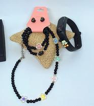 Kit Relógio Infantil Digital Led Bracelete Prova água Esportivo Meninas Disney 3D + Colar Brincos Pulseiras Miçangas