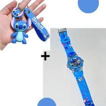 Kit Relógio Infantil Digital Led Disney Pisca Luz Toca musica + Chaveiro stitch Lilo Angel 3d Grande emborrachado Kit Relógio Infantil Digital Led Disney Pisca Luz Toca musica + Chaveiro stitch Lilo Angel 3d Grande emborrachado