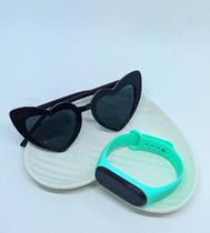 Kit Relógio Infantil Digital Led Menina Prova água Esporte + Óculos de Sol Formato Coração para Crianças - LVO