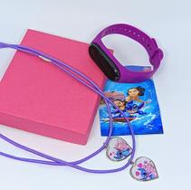 Kit Relógio Infantil Digital Led Meninas Silicone + Conjunto 2 Colares Best friends Colar da Amizade Presente