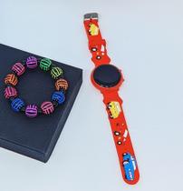 Kit Relógio Infantil Digital Led Menino Redondo Silicone ajustável Desenho Animado 3D + Pulseira Miçangas Esporte 2024 Kit Relógio Infantil Digital Led Menino Redondo Silicone ajustável Desenho Animado 3D + Pulseira Miçangas Esporte 2024