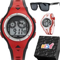 Kit Relógio Infantil Digital LED Óculos com Proteção UV Caixa de Presente Premium Brinde Grátis Pulseira de Silicone Ajustável Kit Relógio Infantil Digital LED Óculos com Proteção UV Caixa de Presente Premium Brinde Grátis Pulseira de Silicone Ajustável
