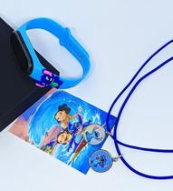 Kit Relógio Infantil Digital Led Silicone 3D Disney Anime Hulk Sereia + Colar Duplo Amizade Best Friends Menina Menino