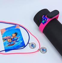 Kit Relógio Infantil Digital Led Silicone 3D Disney Lilo e Stitch + Conjunto 2 Colares Cordão Ajustável Best Friends