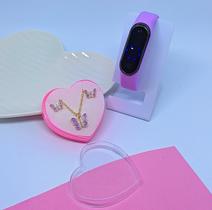 Kit Relógio Infantil Digital Led Silicone Ajustável Prova água + Conjunto Colar e Brincos Meninas Caixa Coração Moda