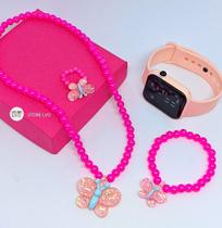 Kit Relógio Infantil Digital Menina Esporte Quadrado Silicone Resistente água + Colar Pulseira Anel Miçangas Pérolas Cor Kit Relógio Infantil Digital Menina Esporte Quadrado Silicone Resistente água + Colar Pulseira Anel Miçangas Pérolas Cor